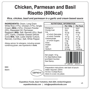 Expedition Foods Chicken, Parmesan and Basil Risotto (800kcal)