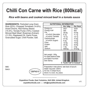 Expedition Foods Chilli Con Carne with Rice (800kcal)
