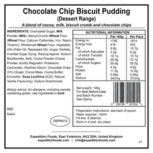 Expedition Foods Chocolate Chip Biscuit Pudding (Breakfast/Dessert Range)