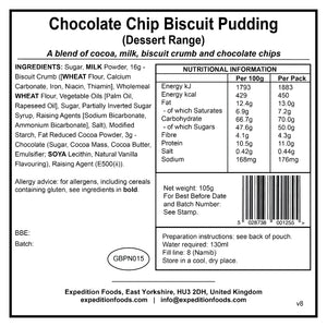 Expedition Foods Chocolate Chip Biscuit Pudding (Breakfast/Dessert Range)