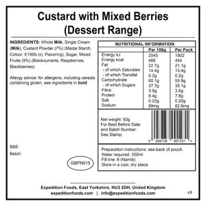 Expedition Foods Custard with Mixed Berries (Breakfast/Dessert Range)
