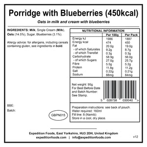 Expedition Foods Porridge with Blueberries (450kcal)