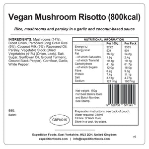 Expedition Foods Vegan Mushroom Risotto (800kcal)